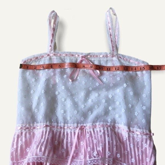 Vintage 70s Pink Satin Lace Peignoir Set Slip Dress & Robe Romantic Edwardian - Picture 16 of 16